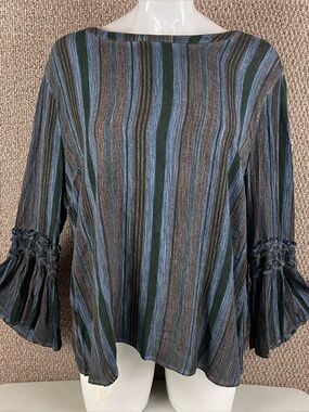 Scully Top Women's Large Bell Sleeves Boho Western Ranch Peasant Cowgirl D25